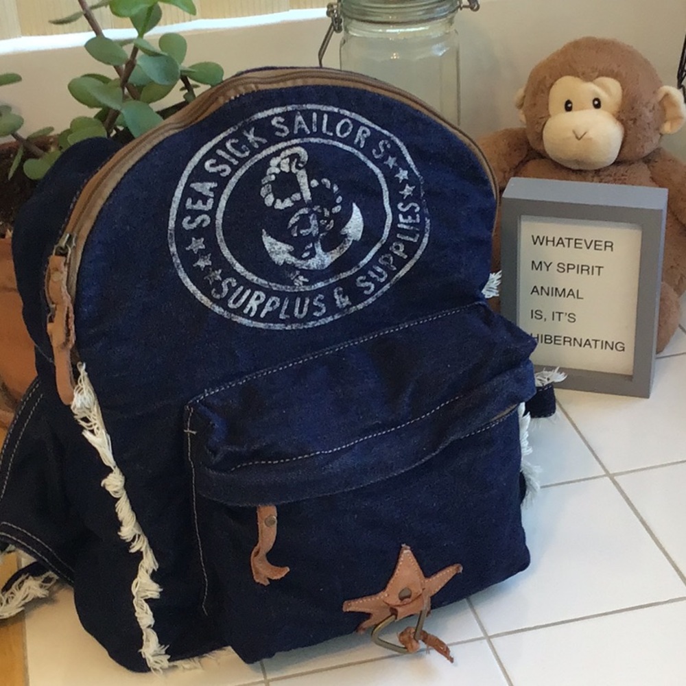 Sea Sick Sailor Canvas Backpack (#10) - Picture 1 of 8
